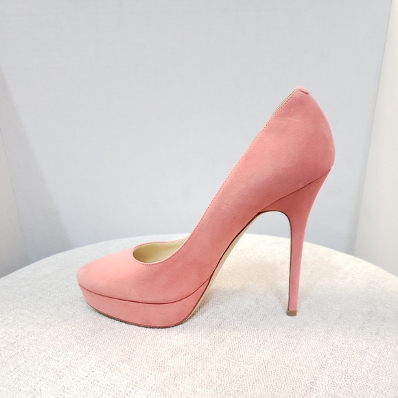 JIMMY CHOO Suede Salmon Heels - Picture 3 of 7